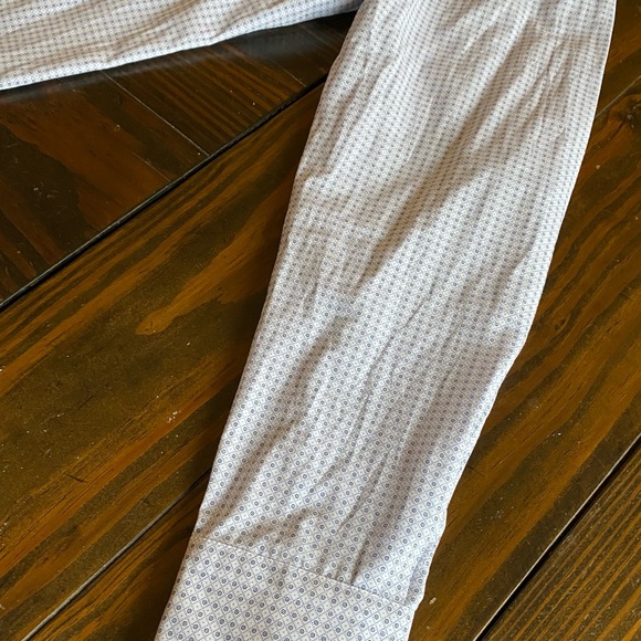 House Of Cavani Long Sleeve Dress Shirt Large 16.5 34/35 White Blue Dots - Picture 5 of 6